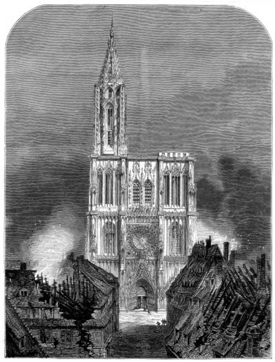終戦後のストラスブール大聖堂、1870年の普仏戦争 作： Unbekannt