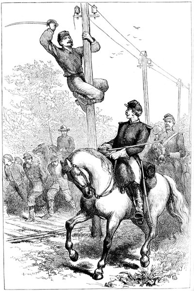 スチュワーツ騎兵隊の電信線の切断、南北戦争、c1861-1864 c1880 作： Unbekannt