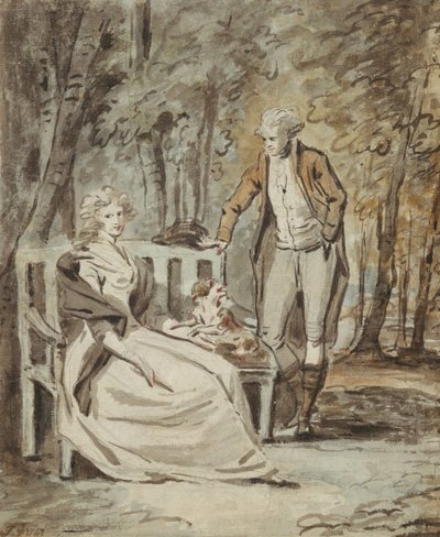 肖像画のための習作：公園の淑女と紳士、カリフォルニア州。 1780年。 作： Unbekannt
