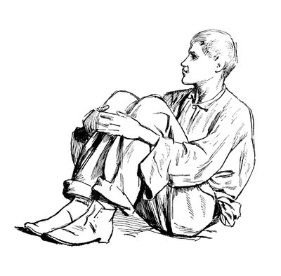 座った男の研究、1895 作： Unbekannt