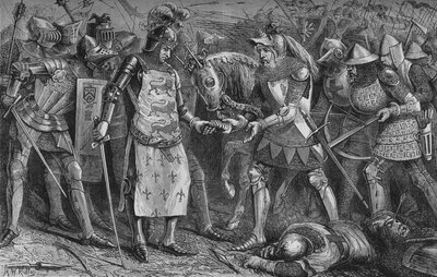 フランス国王のポワティエでの降伏、1356年9月、c1880 作： Unbekannt