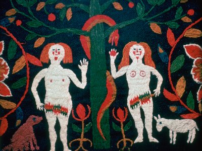 Swedish embroidery of Adam, Eve, and the serpent, 19th century   1207471   ja       japanese Successfully Translated  Original: Handlung (Action), from the series Ein Handschuh (A Glove) Translat: Handlung (Action), from the series Ein Handschuh (A Glove)  作： Unbekannt