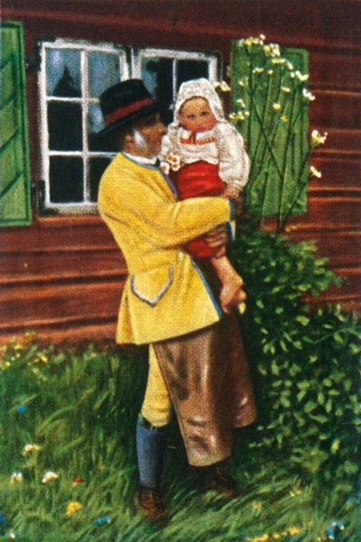 スウェーデンの伝統的な衣装を着た人々、c1928。 作： Unbekannt
