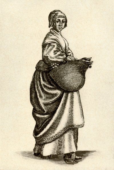 下駄を着たスウェーデンの女性、1640年、1937年。 作： Unbekannt