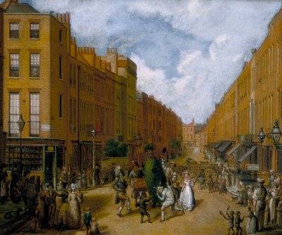 1830 年代後半、パディントンのアッパー リッソン ストリートでの「掃除の日」 作： Unbekannt