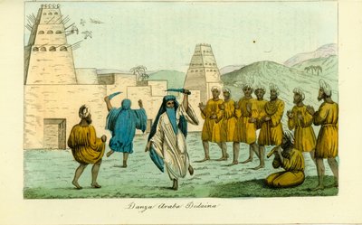 テーベの王の谷の近くで行われたアラブの遊牧民ベドウィンの剣の舞（ジョヴァンニ・バッティスタ・ベルゾーニ撮影 作： Unbekannt