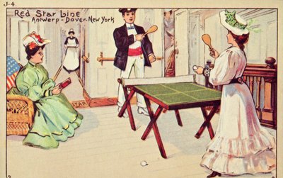 レッドスターラインの客船に乗った卓球、1907年。 作： Unbekannt