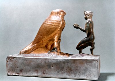 紀元前7世紀、古代エジプトのハヤブサヘメンの前にあるタハルカ 作： Unbekannt