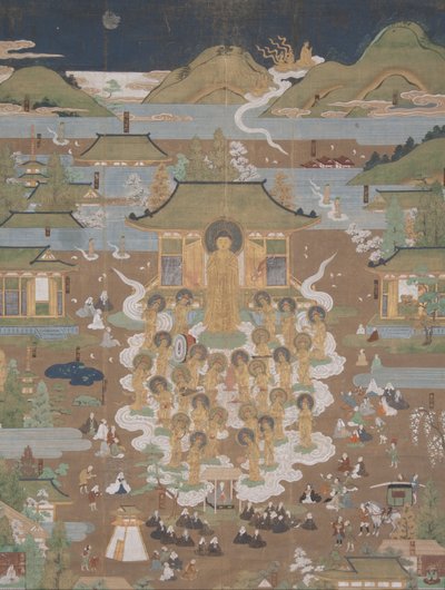 大間寺曼荼羅-アミダが長城姫を西洋の楽園に迎える 作： Unbekannt