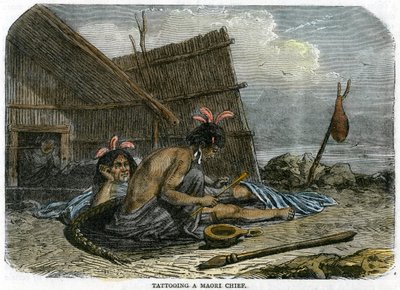 マオリ族の首長、ニュージーランド、c1875を入れ墨 作： Unbekannt