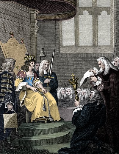 1826年のアン女王の前で読まれるイングランドとスコットランドの連合法 作： Unbekannt