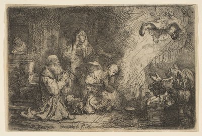 トビアスの家族から出発した天使、1641年。 作： Unbekannt