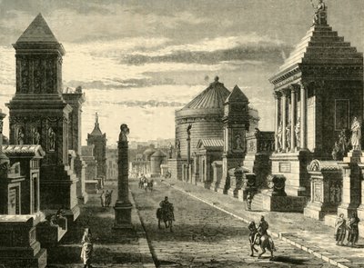ローマのアッピア街道が復元された、1890年。 作： Unbekannt