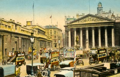 イングランド銀行と王立証券取引所、ロンドン、c1910。 作： Unbekannt