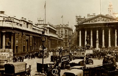 イングランド銀行と王立証券取引所、ロンドン、c1910。 作： Unbekannt
