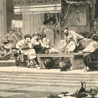 ダモクレスの宴会、1890年。 作： Unbekannt