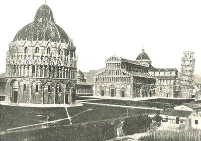 洗礼堂、大聖堂、斜塔、ピサ、イタリア、1895年。 作： Unbekannt