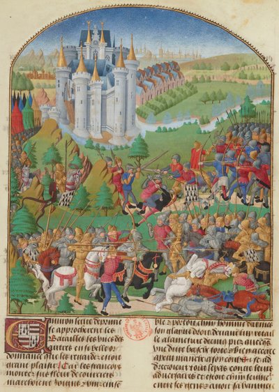 1364年9月29日のオーレイの戦い 「コンピレーション...」のミニチュア、1480年頃 作： Unbekannt