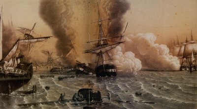 1853年11月30日の19世紀半ばのシノップの戦い。 作： Unbekannt