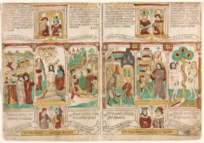貧しい聖書の教皇の聖書、紅海で溺死したファラオ軍...、1450年-1465年。 作： Unbekannt