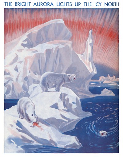 明るいオーロラが氷のような北を照らす1935 作： Unbekannt