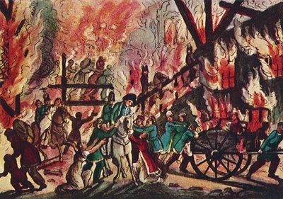 モスクワのバーニング：1942年の壮大な軍事および乗馬の光景 作： Unbekannt