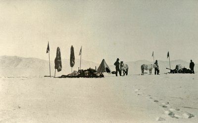 1908年11月、1909年11月、以前の最も遠い南緯度を通過した後のキャンプ 作： Unbekannt