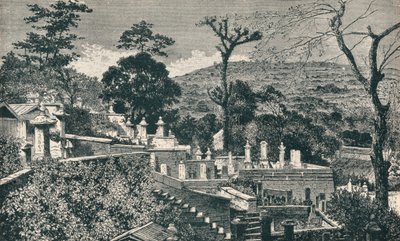 1907年に近代的な町が拡張される前の日本の長崎の墓地の丘 作： Unbekannt