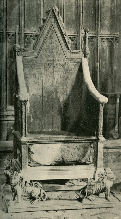 古代の石を含む戴冠式椅子、1902年。 作： Unbekannt