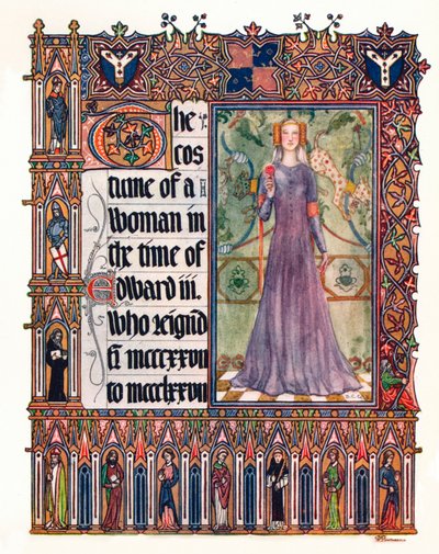 エドワード3世の治世にある女性の衣装、c1353 作： Unbekannt