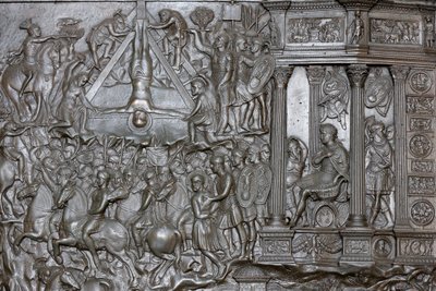 The Crucifixion of Saint Peter - Detail of a portal - Front Entrance Door of St - Peter