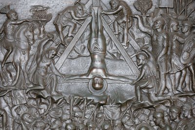 The Crucifixion of Saint Peter - Detail of a portal - Front Entrance Door of St - Peter
