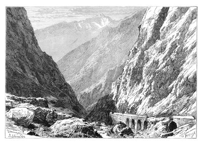 ロシア・ジョージア国境でのダリアルの汚損、1895 作： Unbekannt