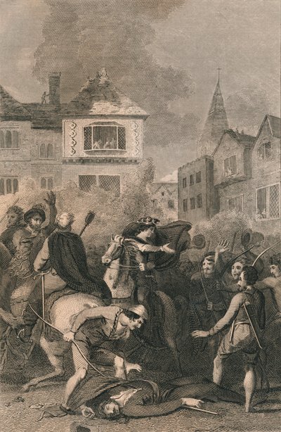 ワットタイラーの死、1381年、19世紀 作： Unbekannt