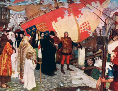 ジョンとセバスチャンキャボットの出発... 1497年、1906年の最初の発見航海について 作： Unbekannt