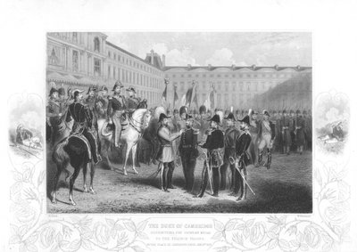 1856年にクリミア勲章をフランスの兵士に贈るケンブリッジ公爵 作： Unbekannt