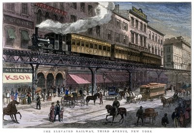 高架鉄道、サードアベニュー、ニューヨーク、1879 作： Unbekannt