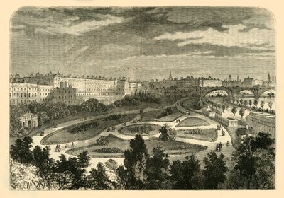 チャリングクロスブリッジの堤防、1881年。 作： Unbekannt