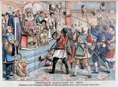 1904年に中国のロシア人を支援した疑いのあるみかんの頭を見せられた皇帝 作： Unbekannt