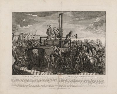 1793年1月21日に革命広場で行われたルイ16世の処刑、1793年頃。 作： Unbekannt