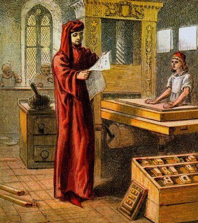 最初の英語プリンター、15世紀、c1850 作： Unbekannt