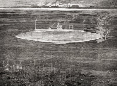 1900年に進水したフランス海軍の潜水艦「ギュスターヴ・ゼーデ」。 作： Unbekannt