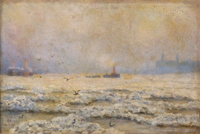 「グリニッジの凍ったテムズ」、1895 年 作： Unbekannt