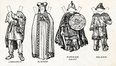 英国の衣装のギャラリー：アングロサクソン時代の人々の服装、c1934 作： Unbekannt