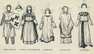 英国衣装のギャラリー：初期のプランタジネット時代のドレスの種類、c1934 作： Unbekannt