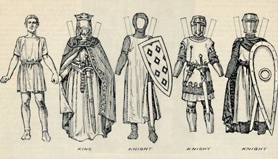 英国衣装のギャラリー：初期のプランタジネット時代のドレスの種類、c1934 作： Unbekannt