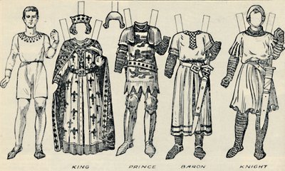 英国衣装のギャラリー：ヘンリー3世の時代に男性と女性が着用したもの、c1934 作： Unbekannt