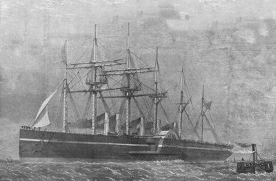 1860年の大東部：1901年6月17日、最初の航海でサウサンプトンを離れる船。 作： Unbekannt