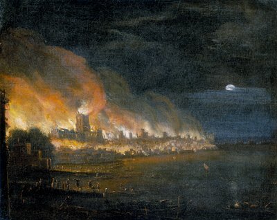 「ロンドンの大火、1666」、c1666 作： Unbekannt