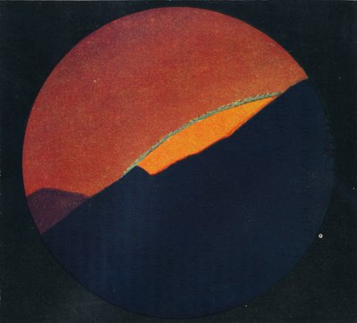 夕暮れ時の緑の閃光、大気によって屈折した希少なプリズム色、c1935 作： Unbekannt